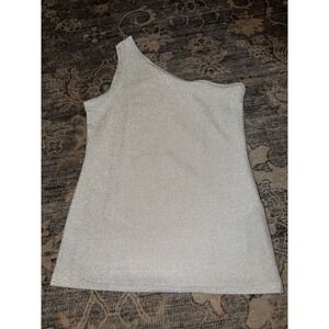 Terranova Glitter Sparkle Silver One Shoulder Tank Top